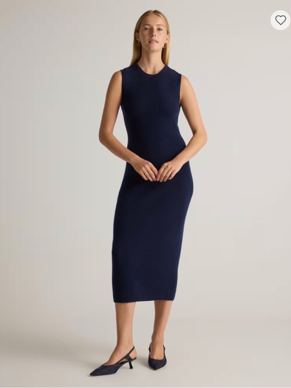 Quince Mongolian Cashmere Sleeveless Midi Dress, Navy, XL